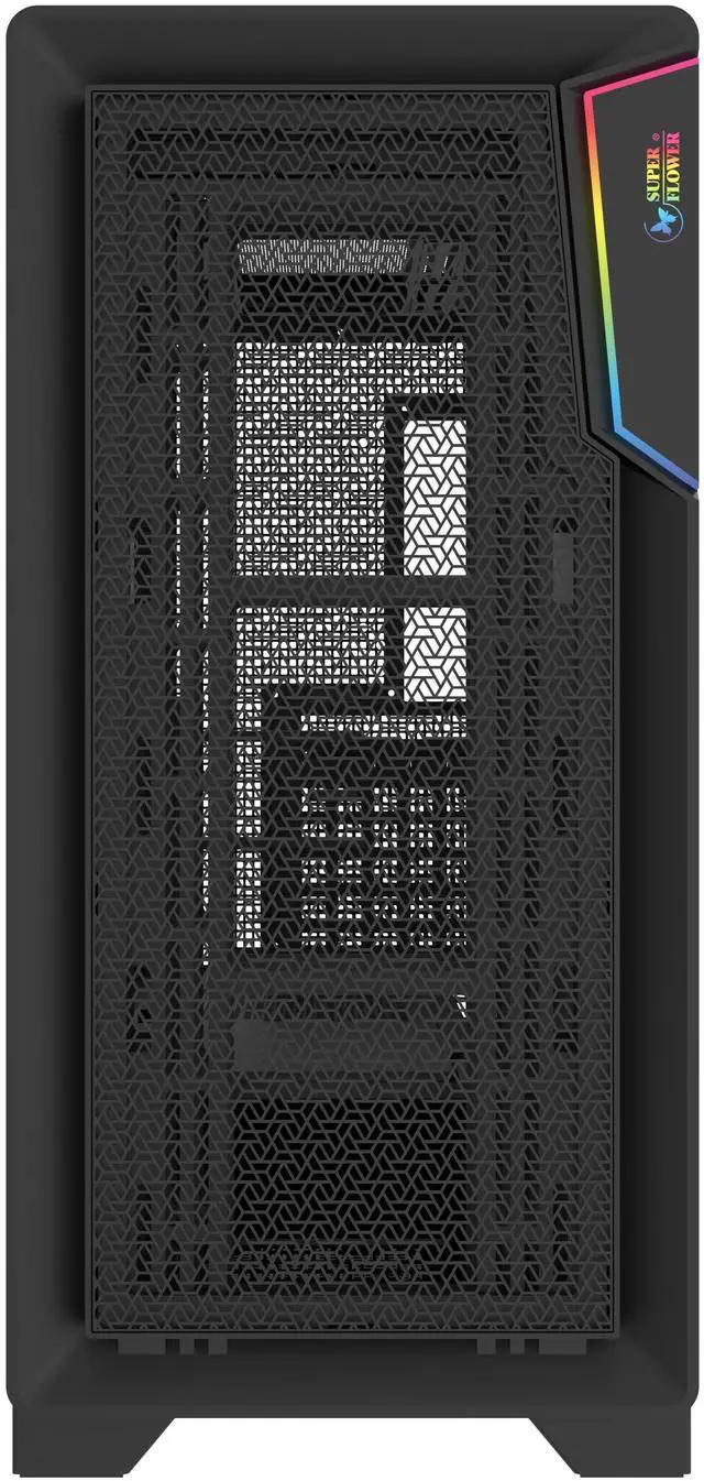 Alt view image 4 of 6 - Super Flower Zillion Direct ATX Mid Tower Case, Patent Slope For Direct Airflow To GPU, All Mesh Panel Design for High Airflow Performance, USB 3.0 & Type-C, Black, Steel