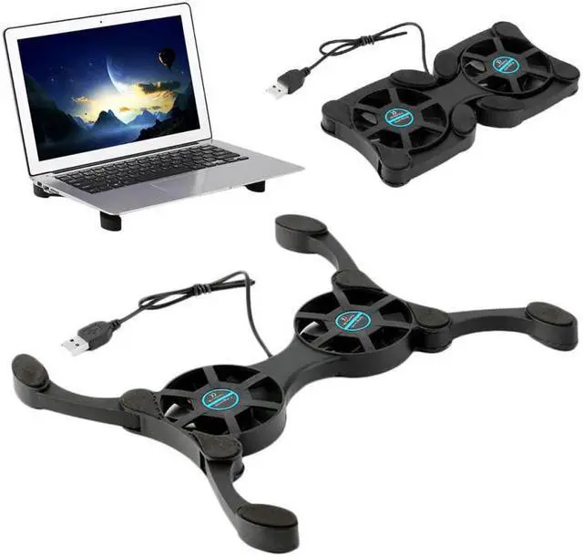 Main image of USB portable folding cooler cooling fan pad 2 fans for notebook computers air-cooled