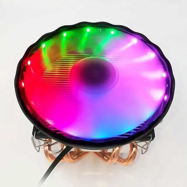 Alt view image 7 of 7 - 4 Heatpipes Cpu Cooler Fan With RGB led light For core i3 i5 i7 AM4 AM3+ Athlon 939 940 938