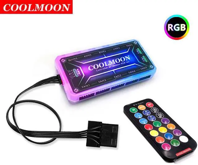 Alt view image 5 of 5 - COOLMOON Adjust RGB Computer Case Cooling Fan with Controller Set (6 fans)