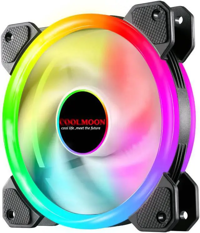 Alt view image 4 of 5 - COOLMOON Computer Case PC Cooling Fan RGB Adjust 120mm Quiet + IR Remote Controller set (4 fans)