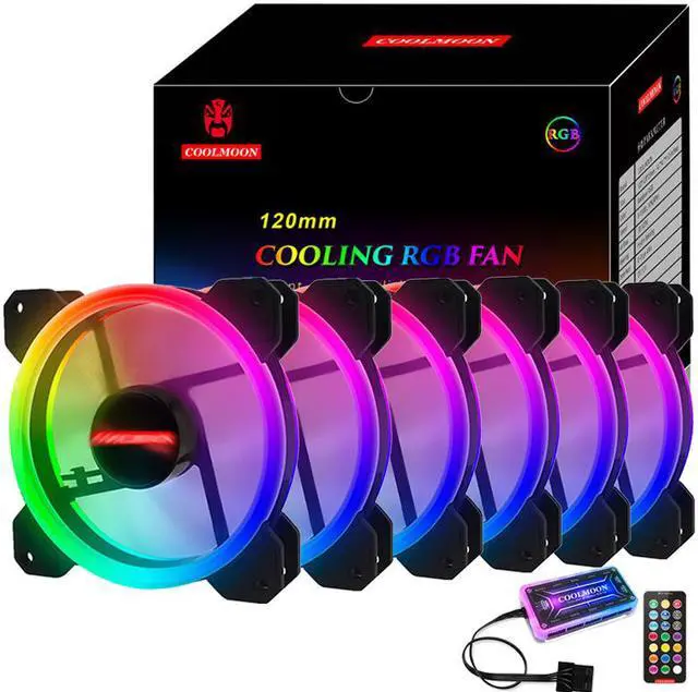 Main image of COOLMOON Adjust RGB Computer Case Cooling Fan with Controller Set (6 fans)
