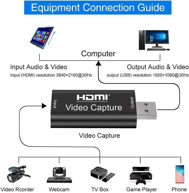 Alt view image 2 of 7 - Audio Video Capture Cards - HDMI to USB 2.0 - High Definition 1080p 30fps - Record Directly to Computer for Gaming, Streaming, Teaching, Video Conference or Live Broadcasting