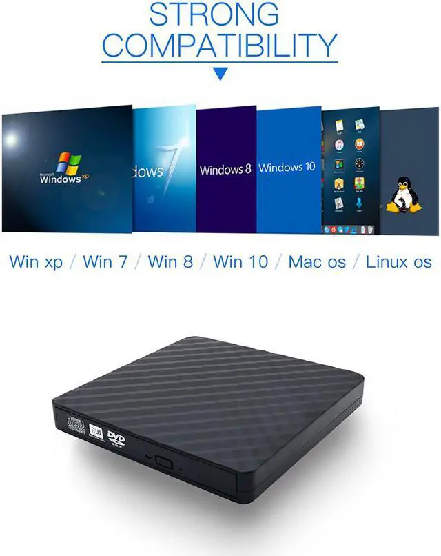 Alt view image 6 of 7 - USB 3.0 External DVD Burner Writer Recorder DVD RW Optical Drive CD/DVD ROM Player MAC OS Windows XP/7/8/10
