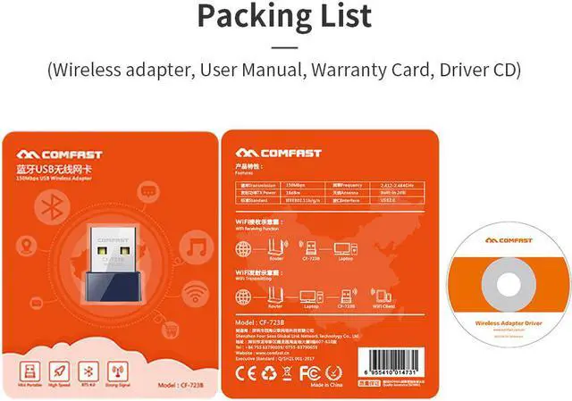 Alt view image 7 of 7 - Mini USB Bluetooth WiFi Adapter 150Mbps Wireless Network Card Wifi Transmitter