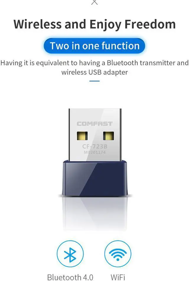 Alt view image 4 of 7 - Mini USB Bluetooth WiFi Adapter 150Mbps Wireless Network Card Wifi Transmitter