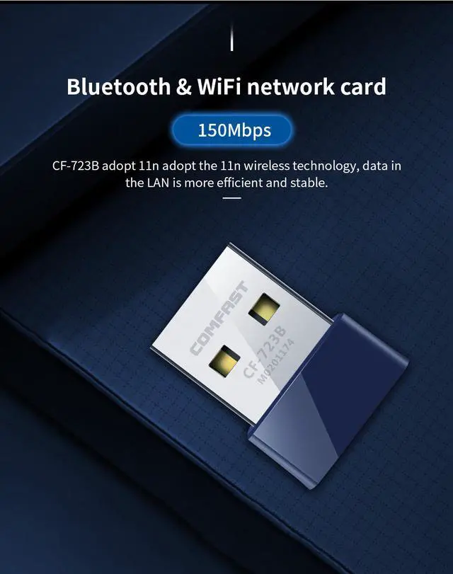 Alt view image 5 of 7 - Mini USB Bluetooth WiFi Adapter 150Mbps Wireless Network Card Wifi Transmitter