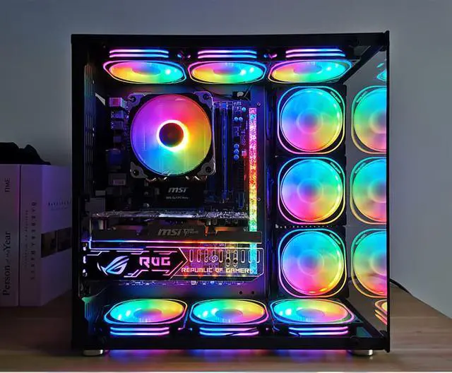 Alt view image 2 of 6 - COOLMOON 120mm Chassis RGB Cooling Fan 12V 6Pin Silent Fan for Desktop PC with IR Remote Controller