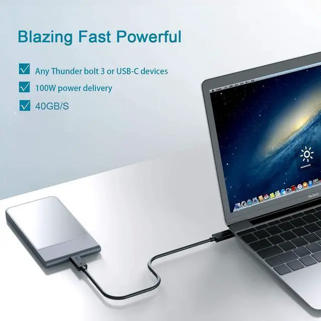 Alt view image 7 of 7 - Thunderbolt 3 Cable Intel Certified 40Gbps, 100W (20V, 5A) Charging 1.6ft USB C Compatible Support 5K @60HZ Display Data Transfer Cable for Monitor, External SSD, eGpu, USB-C Docking Station