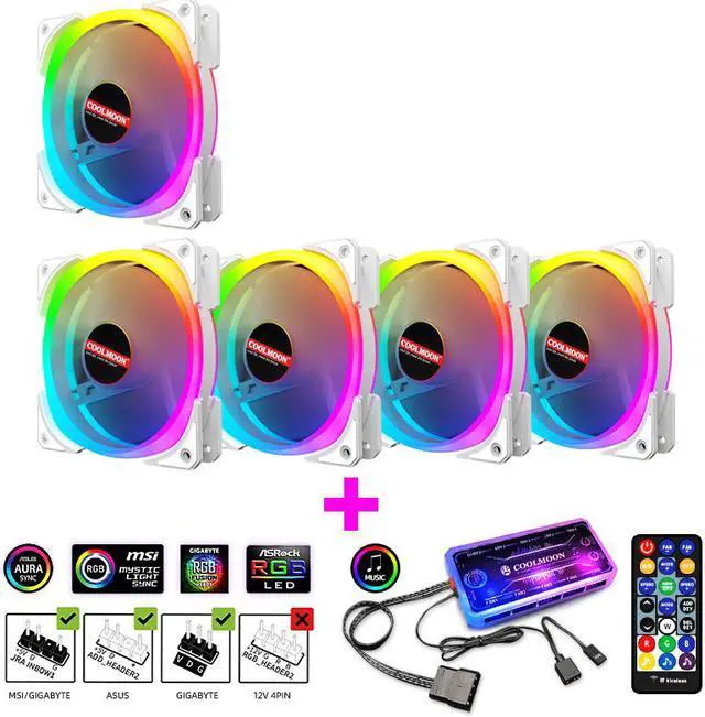 Main image of Coolmoon SJ-I 12cm Computer Case Fan 5V 3Pin ARGB Music Synchronization + Motherboard Synchronization Double Side Glow