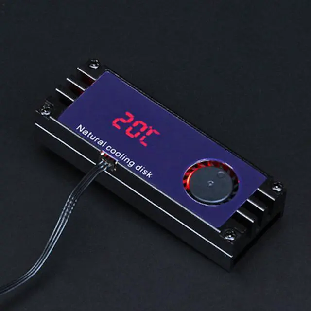 Alt view image 3 of 7 - M.2 SSD Radiator with Temperature Display Aluminum Heatsink with Thermal Pad Desktop PC Thermal Gasket (Color:Black)