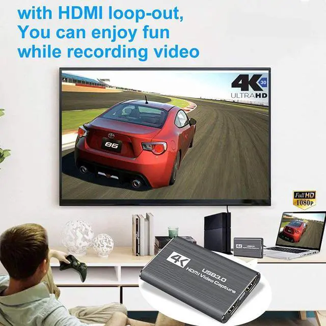 Alt view image 3 of 6 - USB3.0 4K @60Hz HDMI-Compatible Video Capture Card 1080P for Game Recording Plate Live Streaming Box USB 3.0 Grabber for PS4 Camera