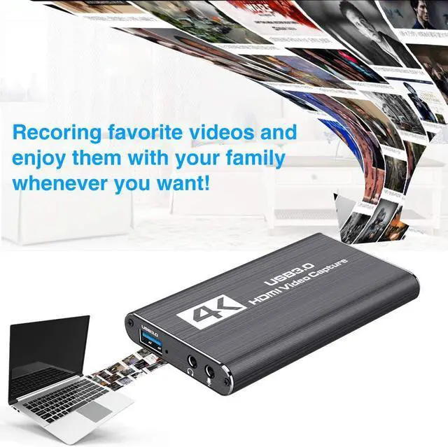 Alt view image 6 of 6 - USB3.0 4K @60Hz HDMI-Compatible Video Capture Card 1080P for Game Recording Plate Live Streaming Box USB 3.0 Grabber for PS4 Camera