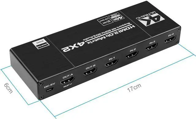 Alt view image 3 of 7 - 4K x 2K HDMI Matrix Switch Splitter 4x2 HDMI-compatible with SPDIF and L/R 3.5mm HDR Switch 4x2 Support HDCP 2.2 3D