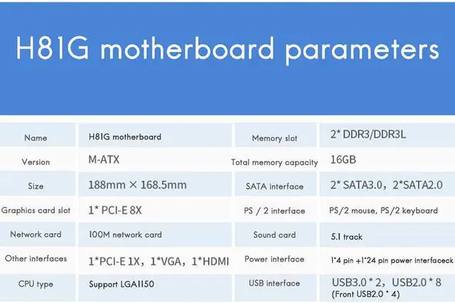 Alt view image 3 of 6 - H81 Motherboard H81G LGA 1150 M-ATX 2xDDR3 Slot Support Core Celeron/Pentium E3 V3 Processor