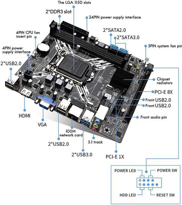 Alt view image 5 of 6 - H81 Motherboard H81G LGA 1150 M-ATX 2xDDR3 Slot Support Core Celeron/Pentium E3 V3 Processor