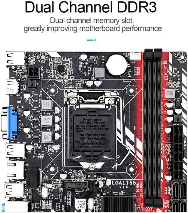 Alt view image 5 of 7 - H61M LGA1155 Motherboard for Intel Core i7/i5/i3 2* DDR3 Slot M-ATX Intel Mainboard