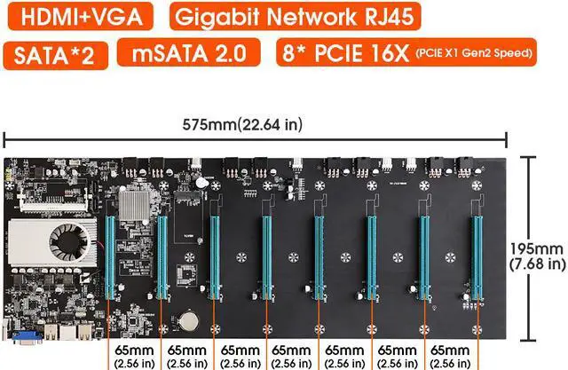 Alt view image 6 of 6 - Mining Motherboard BTC-S37 Etherum Mining CPU Set with 128GB MSATA SSD DDR3 8GB 1600MHZ RAM Set