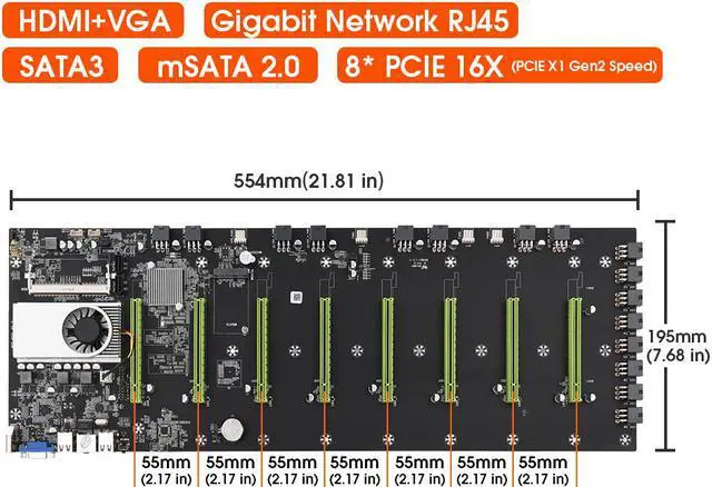 Alt view image 6 of 6 - BTC-D37 Mining Motherboard Set with 128G mSATASSD, 4G DDR3 1600mhz RAM