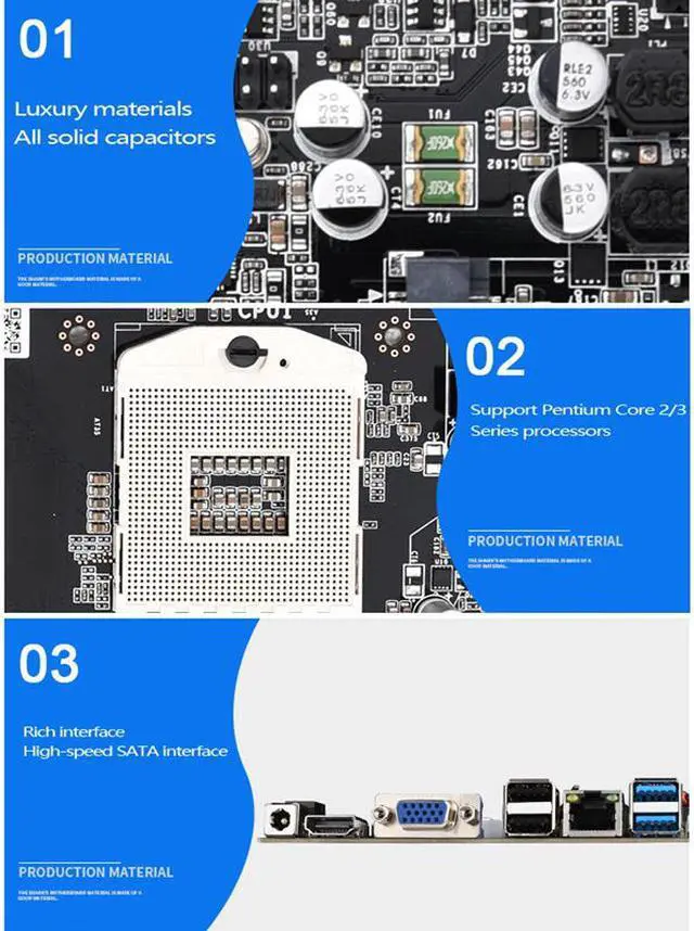 Alt view image 4 of 7 - HM65 Mini ITX All-In-One Computer Motherboard PGA988 Mainboard support Intel Core i3 i5 i7 on Board VGA/HDMI-Compatible/LVDS Interface