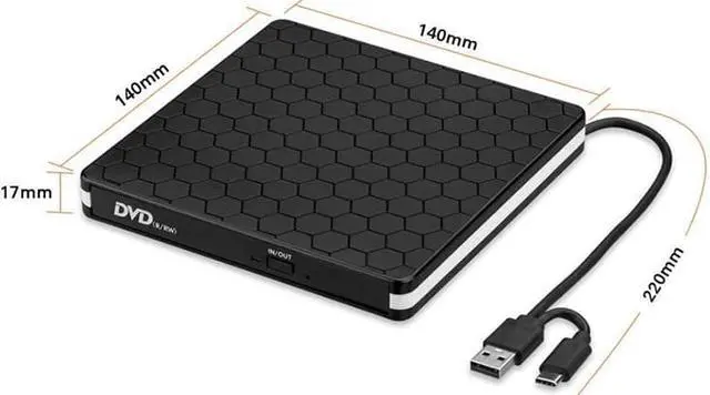 Alt view image 6 of 6 - Portable External DVD Drive, USB 3.0/Type-C CD DVD +/-RW Optical Drive USB C Burner Slim CD/DVD ROM Rewriter Writer Reader for Windows 7/8.1/10 Linux MAC OS