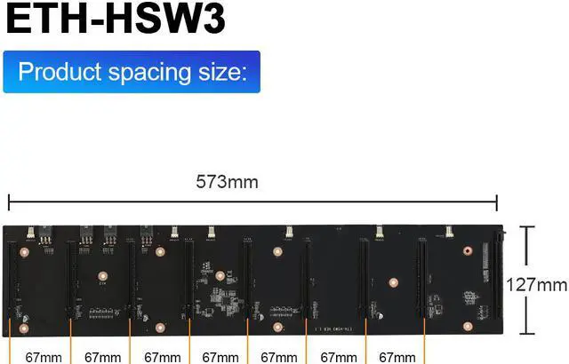 Alt view image 5 of 5 - ETH-HSW3 Mining Machine Motherboard 8 Card 67mm Spacing DDR3 Memory CPU 4*USB2.0 Interface Mainboard For Dual Core Laptop Miner