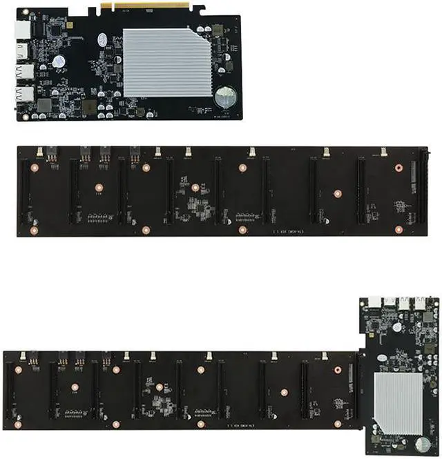 Alt view image 2 of 5 - ETH-HSW3 Mining Machine Motherboard 8 Card 67mm Spacing DDR3 Memory CPU 4*USB2.0 Interface Mainboard For Dual Core Laptop Miner
