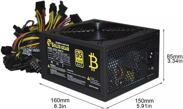 Alt view image 5 of 5 - Rated 1800W/2000W 110V-264V ATX ETH Bitcoin Mining Power Supply 80% Efficiency Support 8 Display Cards GPU For BTC Bitcoin Miner