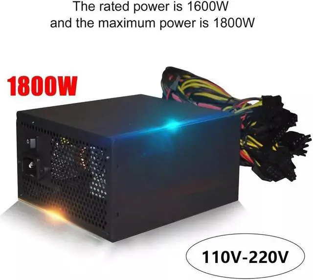 Alt view image 2 of 5 - Rated 1800W/2000W 110V-264V ATX ETH Bitcoin Mining Power Supply 80% Efficiency Support 8 Display Cards GPU For BTC Bitcoin Miner
