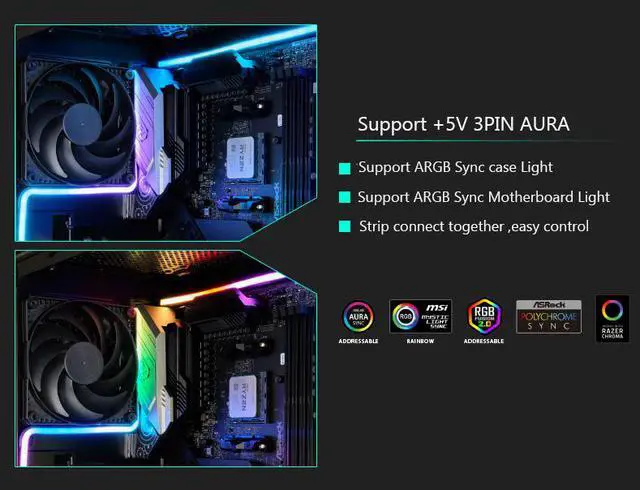 Alt view image 6 of 6 - M1 Light Strip 1m Length ARGB Symphony Streamer Neon Uniform Computer Case Decoration Light Bar