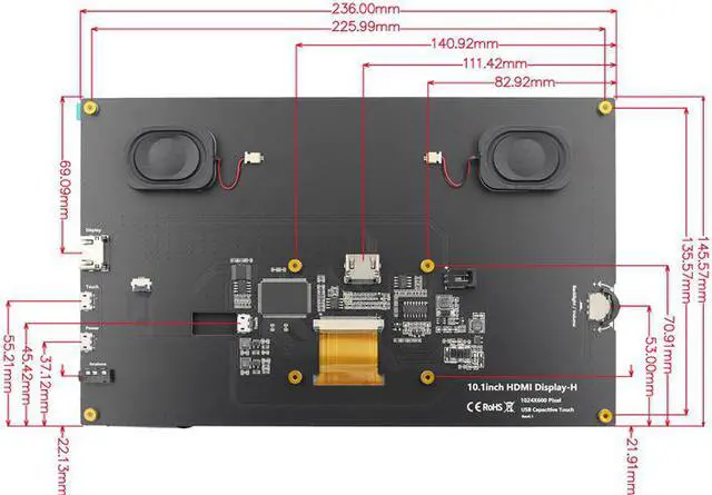 Alt view image 3 of 7 - 10.1 inch Raspberry Pi LCD HDMI Display Monitor for Raspberry Pi 3B+/4B with Bracket-H and Speaker Capacitive Touch Screen