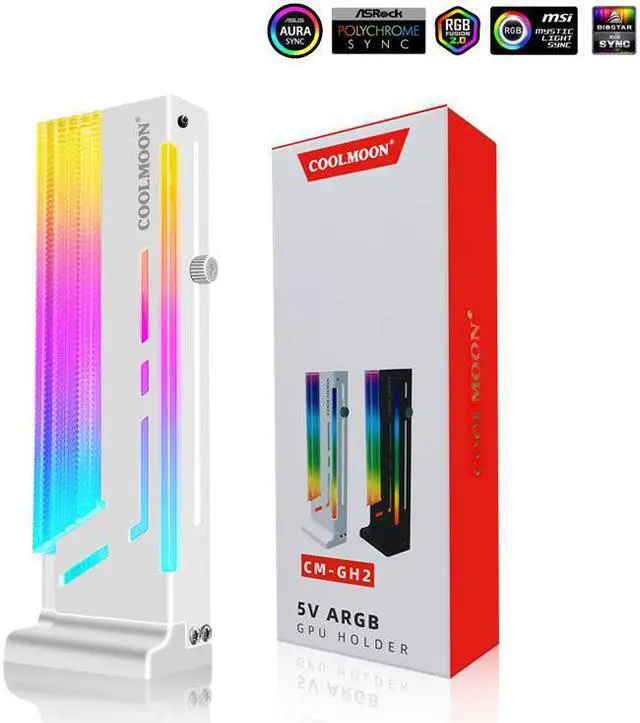Main image of CM-GH2 Vertical GPU Support Colorful 5V 3pin ARGB Bracket Computer Graphics Video Card Stand GPU Holder White