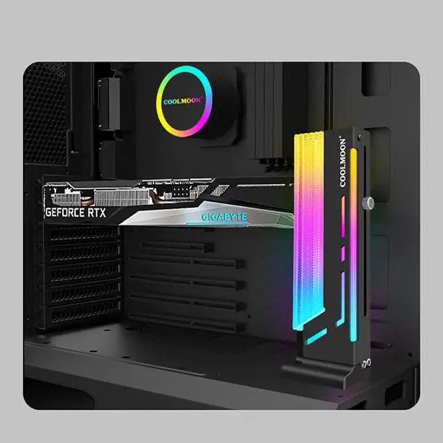Alt view image 5 of 6 - CM-GH2 Vertical GPU Support Colorful 5V 3pin ARGB Bracket Computer Graphics Video Card Stand GPU Holder White