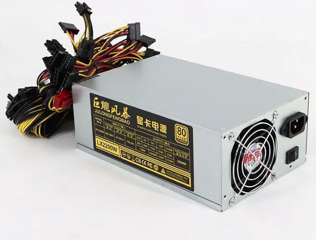 Alt view image 3 of 5 - Multi-channel Dual fans Power Supply 2200W/2400W 4U Server Power Supply supports 8 Video Cards