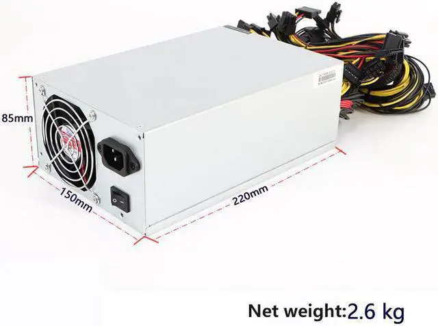 Alt view image 5 of 5 - Multi-channel Dual fans Power Supply 2200W/2400W 4U Server Power Supply supports 8 Video Cards