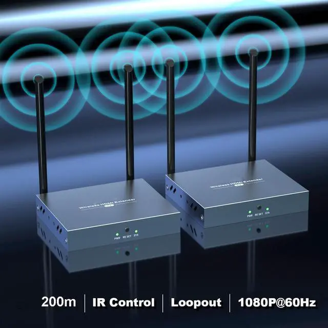 Alt view image 5 of 6 - 200m(658ft) Wireless HDMI Extender Transmitter+Receiver Transmit Wireless HDMI Signal Up To 200M 1080P@60hz HD Video Support HDMI1.3 HDCP1.2 For CCTV PC TV Home Theater
