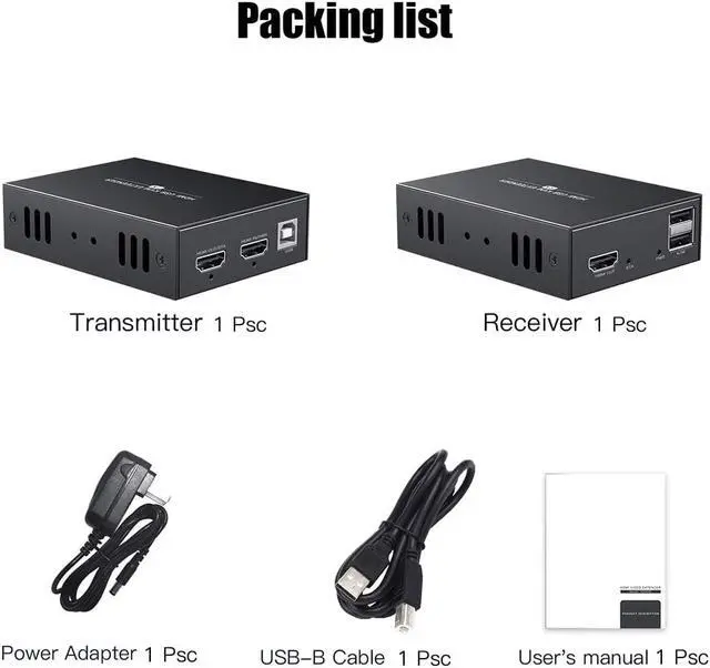 Alt view image 7 of 7 - HDMI KVM USB Extender Transmit 1080p HD Video Over Cat5e/6 Ethernet Cable 50m (164ft) for Mouse and Keyboard Control Remote Signals