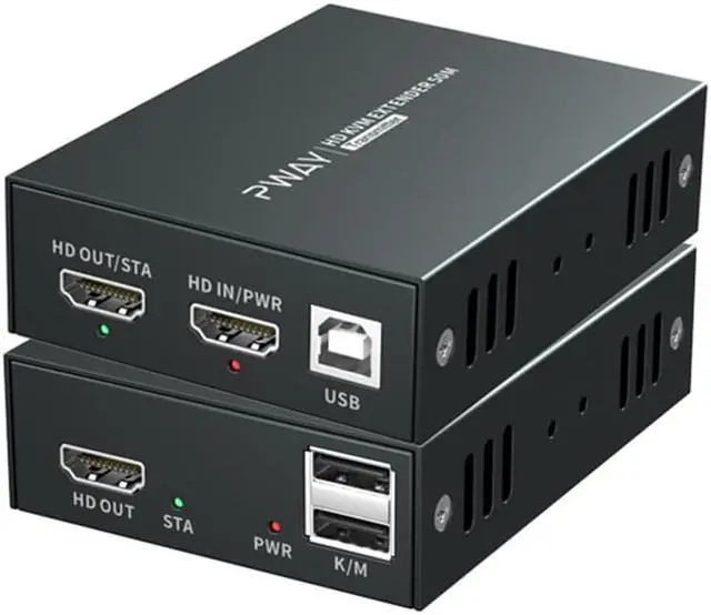 Main image of HDMI KVM USB Extender Transmit 1080p HD Video Over Cat5e/6 Ethernet Cable 50m (164ft) for Mouse and Keyboard Control Remote Signals