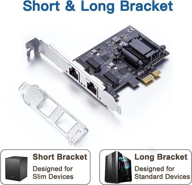 Alt view image 5 of 6 - 2.5Gbase-T PCIe NIC with Realtek RTL8125BG Chip Dual RJ45 Ports 2.5Gb Network Cards for Windows/Windows Server/Linux