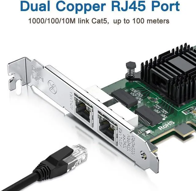Alt view image 4 of 5 - Gigabit Dual NIC with Intel 82571 Chip, 1Gb Network Card Compare to Intel 82571EB NIC, 2 RJ45 Ports, PCI Express 2.1 X4, Ethernet Card with Low Profile for Windows/Windows Server/Linux