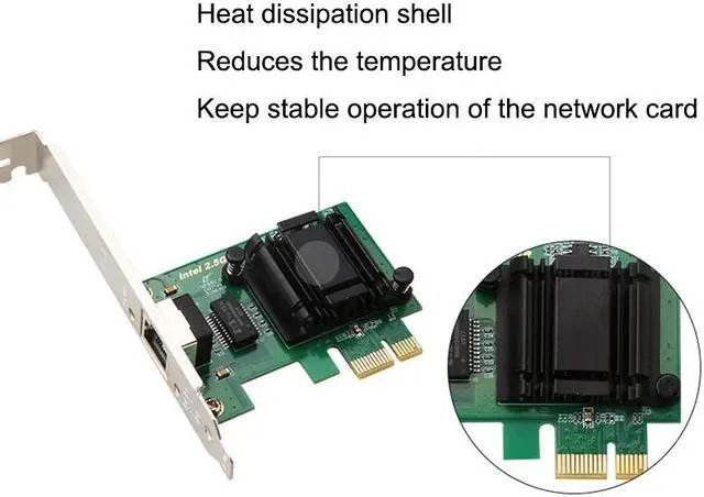 Alt view image 5 of 7 - 2.5GbE Ethernet Network Adapter Intel-I225 Chips Based 10/100/1000/2.5GBASE-T (TX) Network Card Single Port RJ45