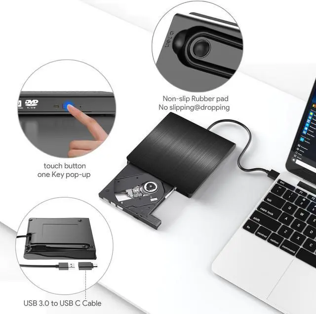Alt view image 5 of 7 - USB3.0 External DVD RW CD Writer Drive Burner Reader Player Optical Drives For Laptop Desktop window 10/7 M-a-c OS