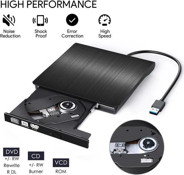Alt view image 3 of 7 - USB3.0 External DVD RW CD Writer Drive Burner Reader Player Optical Drives For Laptop Desktop window 10/7 M-a-c OS