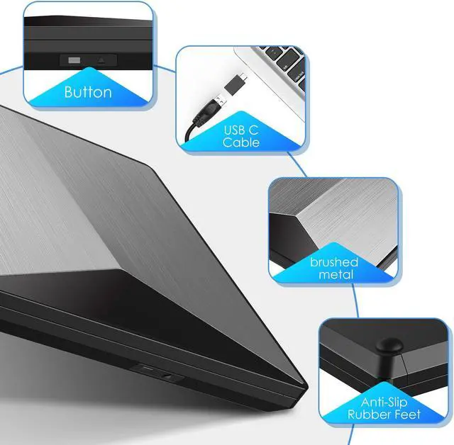Alt view image 4 of 5 - External DVD Recorder CD/DVD Reader Burner Player Computer Universal USB3.0(USBA +Type-C)