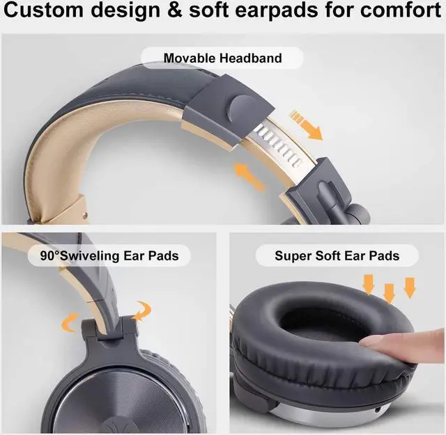 Alt view image 4 of 7 - Over Ear Wired Headphone,50mm Driver Bass Headset for Recording Monitoring Mixing Podcast Guitar PC TV Black