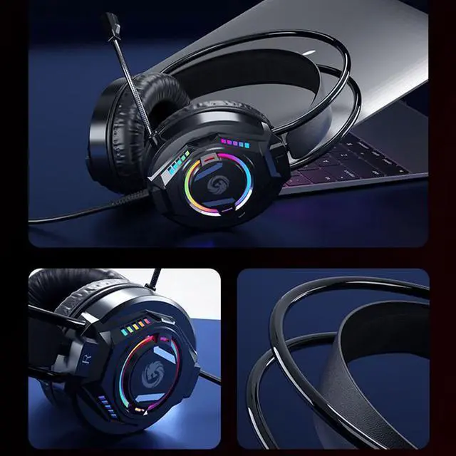 Alt view image 3 of 7 - G502 Computer Wired Game Headphone 7.1 Channels Stereo with microphone Over Ear Game Headset LED Light Effect