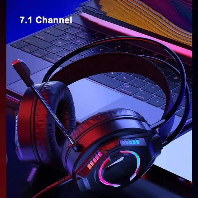 Alt view image 4 of 7 - G502 Computer Wired Game Headphone 7.1 Channels Stereo with microphone Over Ear Game Headset LED Light Effect