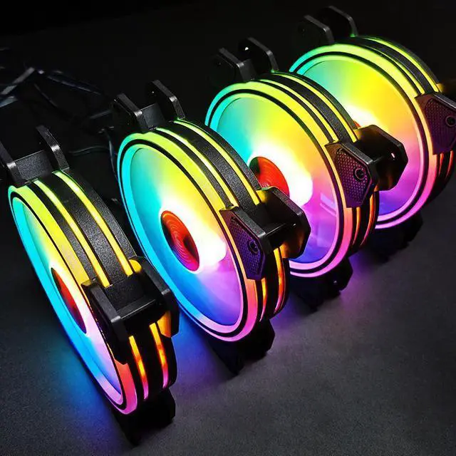 Alt view image 3 of 4 - Coolmoon RGB Fan with IR Remote Controller Quiet 120mm Computer Case CPU Cooler and Radiator RGB Case Fans