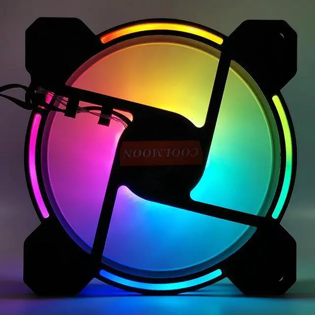 Alt view image 2 of 4 - Coolmoon RGB Fan with IR Remote Controller Quiet 120mm Computer Case CPU Cooler and Radiator RGB Case Fans