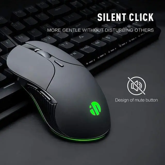Alt view image 2 of 6 - INPHIC Wired PC Mouse, USB Wired Mouse 4800DPI Adjustable & 6 Programmable Buttons, Silent Click, Optical Tracking, Ergonomic, Streamlined Mouse for PC Laptop Computer Working and Gaming -Pink